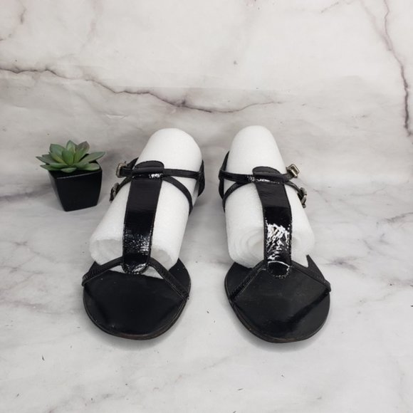 J. Crew black strappy patent sandals - Picture 1 of 5